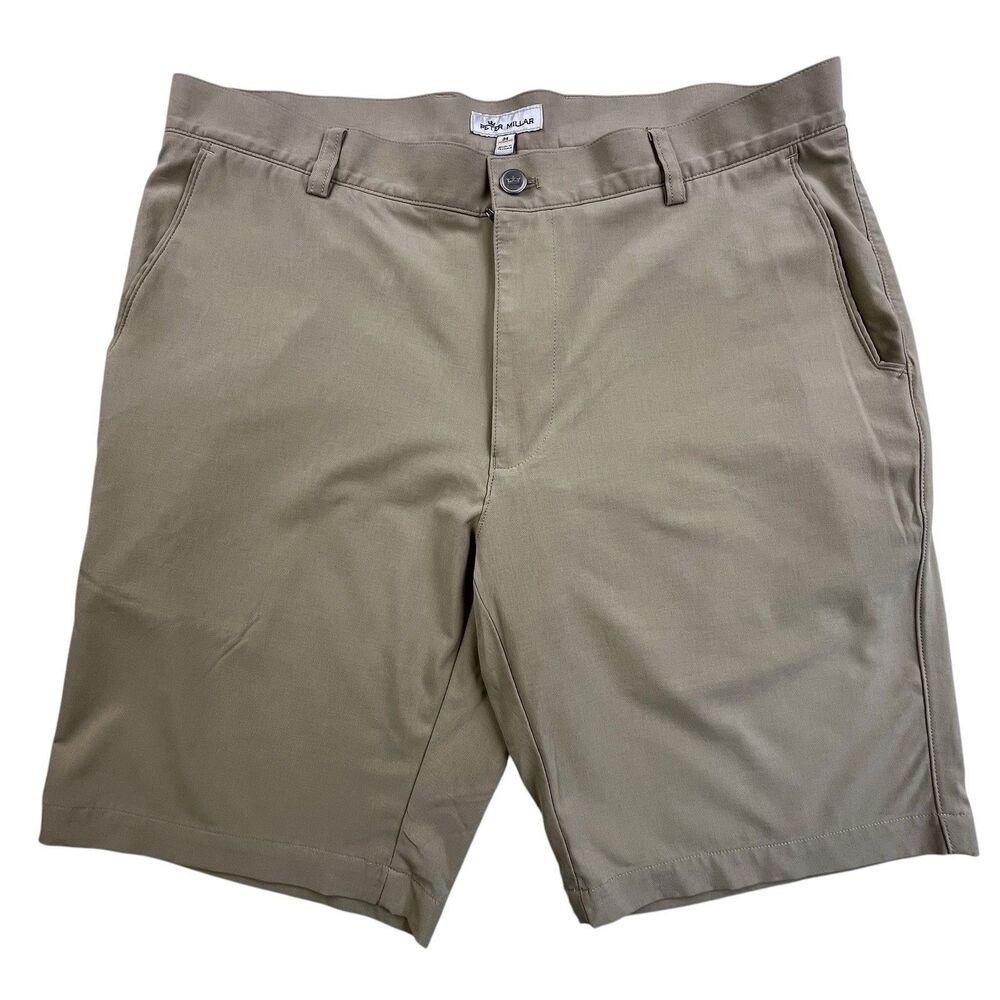 Peter Millar Men's Flat Front Shorts in Khaki